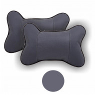 Set 2 buc. perne tetiere auto, pentru sustinere gat din piele ecologica, culoare GRI INCHIS - Img 2