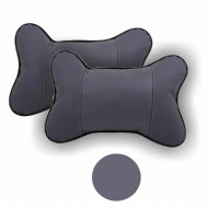 Set 2 buc. perne tetiere auto, pentru sustinere gat din piele ecologica, culoare GRI INCHIS - Img 2