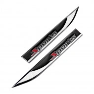 Set 2 embleme auto metalice SPORTS, reliefate 3D, dimensiune 14.6 x 1,8 cm