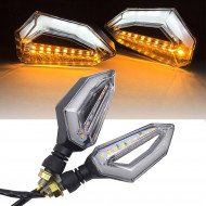 Set 2 lampi Semnalizare Moto cu LED, cu 2 functii, pozitie si semnalizare, 12V - Img 1