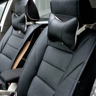 Set 2 perne pentru tetiere auto, marca AMIO, pentru sustinere gat din piele ecologica, culoare NEGRU - Img 1