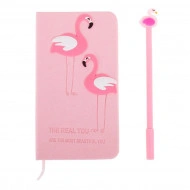 Set Cadou pentru Copii, Caiet cu Flamingo finisat cu piele ecologica + Pix cu Flamingo - Img 3