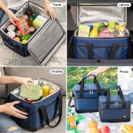 Geanta termoizolanta pentru picnic sau plaja, capacitate 16l, culoare Albastra - Img 6