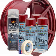 Kit complet reparatie si vopsire jante culoare Rosu Burgundy Metalizat, V4 - Img 2