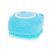 Perie din silicon cu dozator de sampon pentru spalare caini sau pisici, 7,5 x 7,5 cm, culoare albastra - Img 7