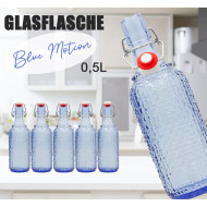 Set 12 sticle culoare Albastru Transparent, volum 0,5l, cu inchidere cu clema metalica, dop cu garnitura, reutilizabile dupa spalare, import Germania - Img 2