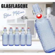 Set 12 sticle culoare Albastru Transparent, volum 0,5l, cu inchidere cu clema metalica, dop cu garnitura, reutilizabile dupa spalare, import Germania - Img 2