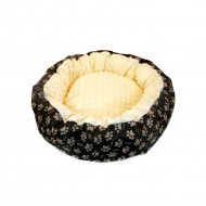 Culcus moale cu perna, pentru caine/pisica, Model Minky, culoare galben, impermeabil, baza antiderapanta, 50 cm - Img 1