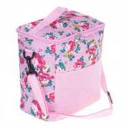 Geanta termoizolanta pentru picnic sau plaja, capacitate 11l, culoare Roz cu flori - Img 6