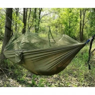 Hamac turistic din nylon cu plasa de tantari, culoare verde, dimensiuni 260 cm x 140 cm - Img 5