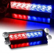 Lampa stroboscopica LED, montaj in parbriz, 8W, culoare Rosu - Albastru - Img 2