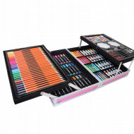 Set 145 piese pentru pictura, pentru copii sau adulti, pixuri de colorat, creioane colorate si vopsele de pictura, cu geanta de transport ROZ, model AVX-WT-BLAKE145 - Img 3