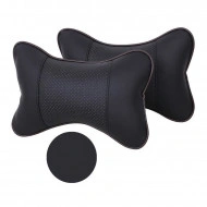 Set 2 buc. perne tetiere auto, pentru sustinere gat din piele ecologica, culoare NEGRU - Img 2