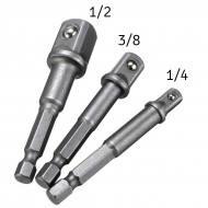 Set 3 adaptoare pentru scule de mana, dimensiunile 1/2, 3/8 și 1/4 - Img 2