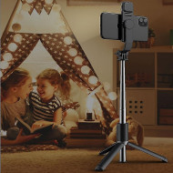 Set 3in1, Selfie Stick cu Lampa LED si Trepied, conectare Bluetooth, alimentare USB - Img 5
