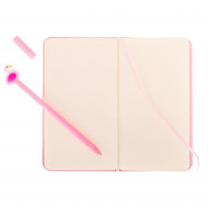 Set Cadou pentru Copii, Caiet cu Flamingo finisat cu piele ecologica + Pix cu Flamingo - Img 4