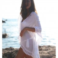 Tunica, Rochie de plaja aerisita, ușoara și delicata, culoare Alba, dimensiune Universala - Img 2