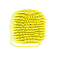 Perie din silicon cu dozator de sampon pentru spalare caini sau pisici, 7,5 x 7,5 cm, culoare galben - Img 4