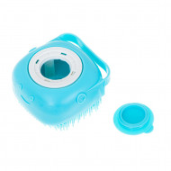 Perie din silicon cu dozator de sampon pentru spalare caini sau pisici, 7,5 x 7,5 cm, culoare albastra - Img 3