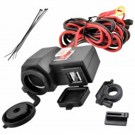 Priza de bricheta suplimentara, waterproof, 12V, 10A, cu 2 porturi incarcare USB, 5V, 2,1A, cu destinatie Moto, ATV, SSV, Quad, Off-Road - Img 5