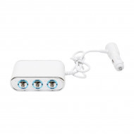 Adaptor bricheta auto tripla 12/24V, iluminata LED, cu intrerupator individual si 1 port USB, 5V, 2.1A - Img 2