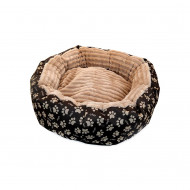 Culcus moale cu perna, pentru caine/pisica, culoare maro-raiat, impermeabil, baza antiderapanta, 50 cm - Img 1