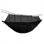 Hamac turistic din nylon cu plasa de tantari, culoare neagra, dimensiuni 260 cm x 140 cm - Img 2