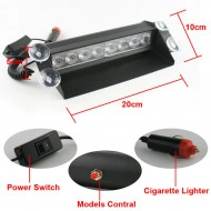 Lampa stroboscopica LED, montaj in parbriz, 8W, culoare Rosu - Albastru - Img 3