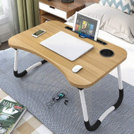 Masa pentru Laptop plianta din MDF, dimensiune 60 x 39,5 cm, cu suport pahar si telefon - Img 1
