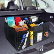 Organizator portbagaj auto cu 9 buzunare, 55 x 38 x 26cm, culoare neagra - Img 1