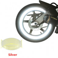Set 16 ornamente Reflectorizante pentru jante auto, moto, culoare Argintiu - Img 1