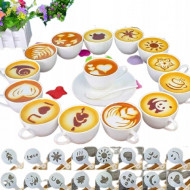 Set 16 sabloane reutilizabile pentru ornarea desertului sau a cafelei - Img 1