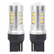 Set becuri auto cu LED CANBUS, 3030, 24SMD, compatibil T20, 7440, WY21W, Portocaliu, 12V / 24V, destinat competitiilor auto sau off-road
