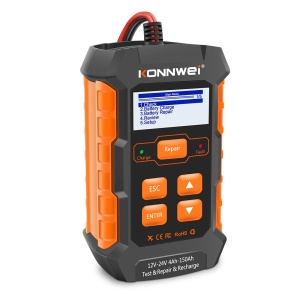 tester Konnwei KW520 cu cleme si cablu alimentare vedere laterala