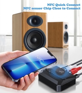 Bluetooth 5.3 avdio sprejemnik z NFC Techstar T59, prostoročni mikrofon, AUX 3,5 mm, RCA, USB, kartica TF, Type-C 5 V, za avto, zvočnike in ojačevalnik - Img 5