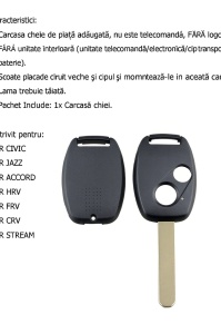carcasa cheie techstar flip compatibila honda civic accord cu instructiuni montaj