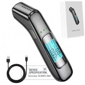 Prenosni digitalni alkotester Techstar, brezkontaktni, LCD, 5 s, 0,000–0,199 % BAC, visoko natančen senzor, polnjenje prek USB