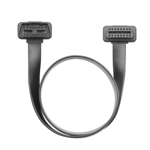 Cablu prelungitor OBD2 Techstar 16 pini, panglica plata 60 cm, vedere frontala simetrica a mufelor