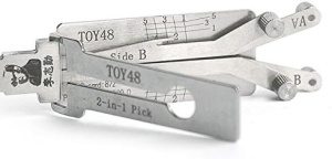 Decodor Lishi TOY48 v3 vedere spate, pick 2-in-1 pentru contact si portbagaj
