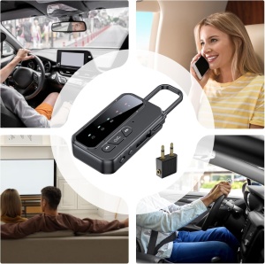 Bluetooth 5.4 audio adaptér 2-v-1 TX/RX, dvojité pripojenie k 2 zariadeniam, AUX 3,5 mm a USB-C, nízka latencia, mikrofón, batéria 200 mAh, do lietadla, k televízoru, do auta a k Bluetooth slúchadlám - Img 10