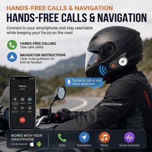 Bluetooth 5.4 komplet za motoristično čelado Techstar MotoCom, prostoročno, mikrofon in zvočniki, Dual Phone, IPX6, baterija 700 mAh, do 12 ur delovanja, USB-C, navigacija in glasovni pomočnik - Img 12