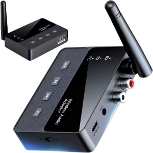 Bluetooth 6.0 avdio adapter 2 v 1 sprejemnik + oddajnik Techstar, RX/TX, AUX 3,5 mm, RCA, USB avdio za PC/TV, Hi-Fi, nizka zakasnitev, zunanja antena, 20 m