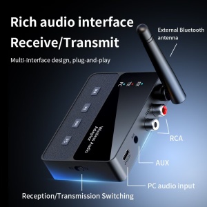 Αντάπτορας ήχου Bluetooth 6.0 2-σε-1 δέκτης και πομπός Techstar, RX/TX, AUX 3,5 mm, RCA, USB Audio για PC/TV, Hi-Fi, χαμηλή καθυστέρηση, εξωτερική κεραία, 20 m - Img 8