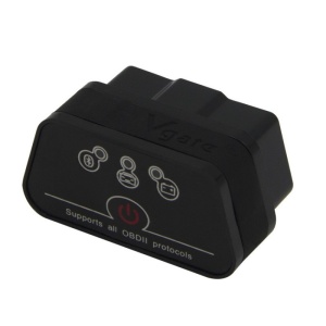 Vedere din spate adaptor diagnoza auto Vgate iCar2 negru pentru OBD2