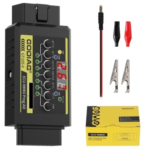 Разпаковай кутия OBD2 GODIAG GT105 II, Адаптер IMMO и ECU, Тест CR2032, Аларма за ниско напрежение, Програмиране и диагностика на автомобили, Дисплей на напрежението, Тест на батерията, VPW/CAN/K-Line