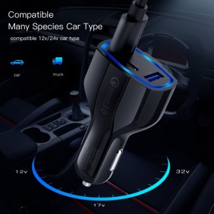 Autonabíjačka Techstar® Turbo Fast, 5V, 3.5A, QC3.0, dvojité USB, univerzálna, čierna - Img 4