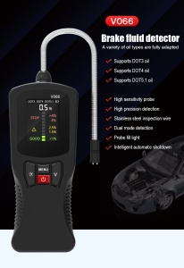 Afisaj luminos tester digital lichid de frana Techstar V066 pe fundal negru