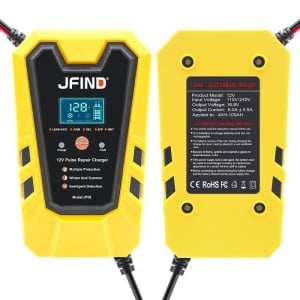 incarcator auto jfind 12v galben negru cu afisaj lcd si mod reparare