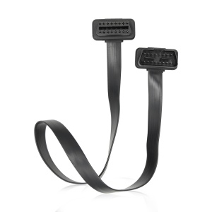 Cablu OBD2 Techstar 60 cm, panglica plata, vedere laterala cu bucla si mufe 16 pini