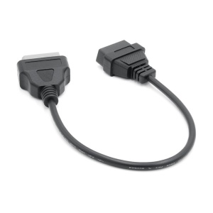 Cablu diagnostic Nissan 14 pini la OBD2, vedere din față, conectori negri